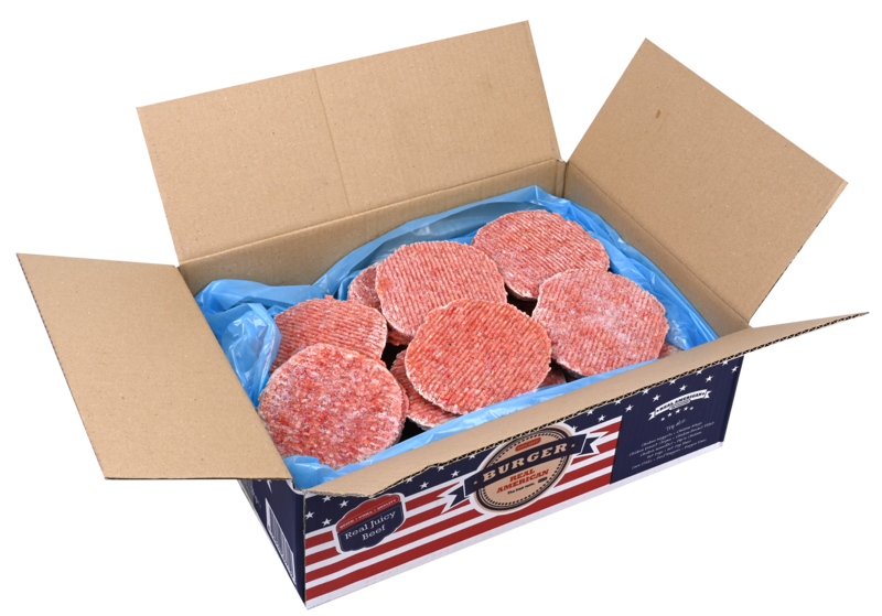 REAL AMERICAN Hamburgers gekruid 100g Halal DV 5kg